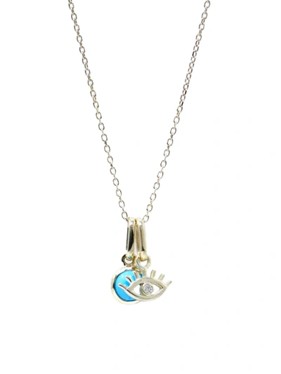 Anzie Women's Luna 14k Yellow Gold, Diamond & Turquoise Charm Necklace