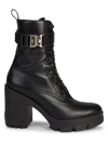 GIVENCHY WOMEN'S LEATHER BLOCK-HEEL COMBAT BOOTS,400015161621