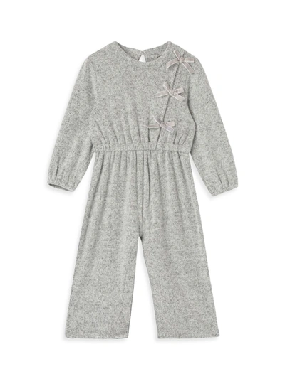 Habitual Baby Girl's Wrap & Tie-front Jumpsuit In Grey Heather