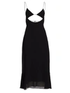 Saint Laurent Open Back Flared Dress With Cut-out Details In Nude