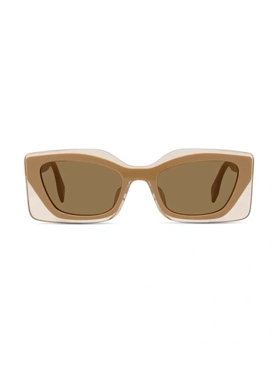 Fendi X Skims 53mm Rectangular Sunglasses In Shiny Brown