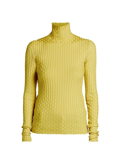 Bottega Veneta Jacquard-knit Silk-blend Turtleneck Sweater In Sea Grass