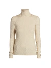 Bottega Veneta Ribbed Triangle Turtleneck Top In Sea Salt