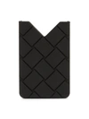 Bottega Veneta Rubber Intrecciato Card Case In Black