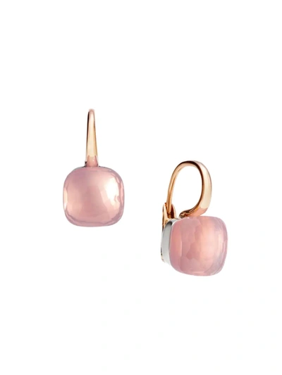 Pomellato Women's Nudo Two-tone 18k Gold & Rose Quartz Drop Earrings