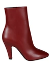 Saint Laurent Ankle Length Pointed Toe Smooth Finish Booties In Opyum Red