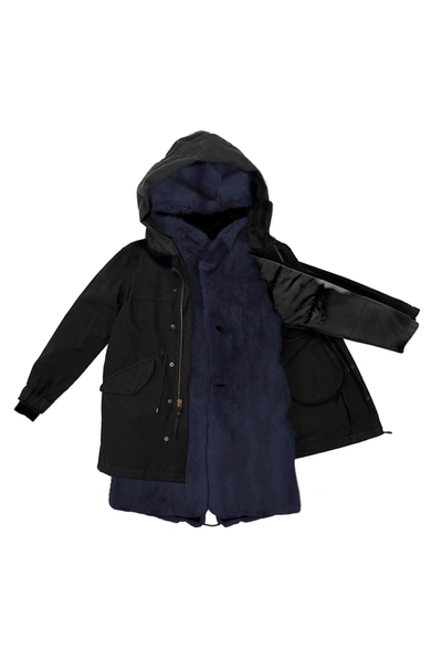 Mr & Mrs Italy Parka Midi With Lapin Rex Midi Waistcoat In Blue