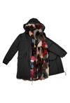 MR & MRS ITALY PARKA WITH MULTICOLOR FOX FUR WAISTCOAT AND DETACHABLE SLEEVES,Kpk0037comb3