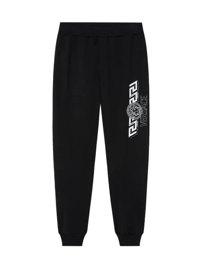 Versace Logo-print Slim-cut Track Pants In Black