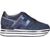 Hogan Midi Leather Platform Sneakers In Navy