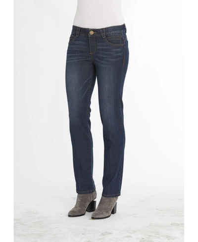 Democracy Womens High Rise Slimming Panels Straight Leg Jeans In In Indigo