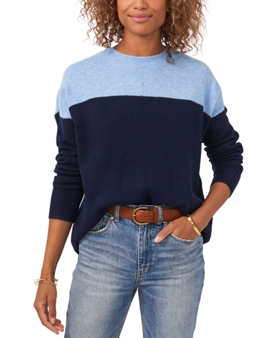Vince Camuto Extended Shoulder Color-blocked Sweater In Classic Navy