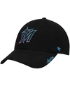 47 Brand Women's Black Miami Marlins Team Miata Clean Up Adjustable Hat In Black