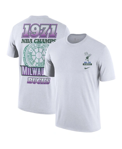 Nike Men's White Milwaukee Bucks 2021/22 City Edition Courtside Heavyweight Moments Story T-shirt
