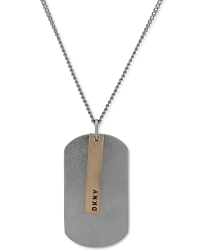 Dkny Men's Two-tone 26" Dog Tag Pendant Necklace In Silver/gold
