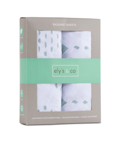 Ely's & Co. Jersey Cotton Bassinet Sheet Set 2 Pack In Sage