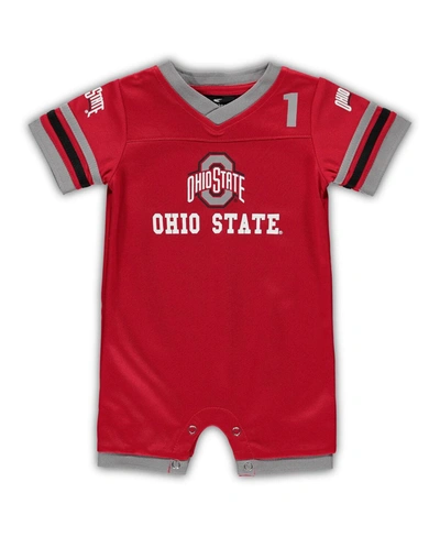 Colosseum Babies' Newborn Infant Boys And Girls Scarlet Ohio State Buckeyes Bumpo Football Logo Romper