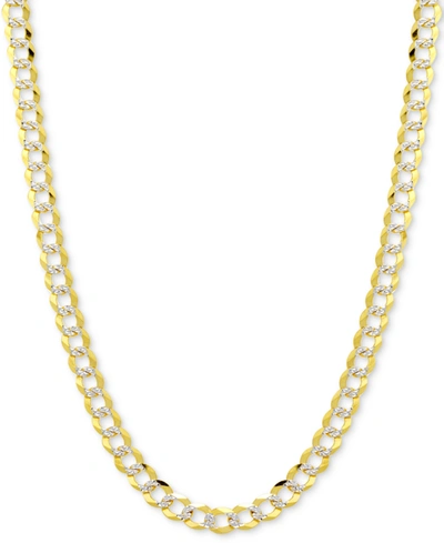 Italian Gold 30" Two-tone Open Curb Link Chain Necklace (3-5/8mm) In Solid 14k Gold & White Gold