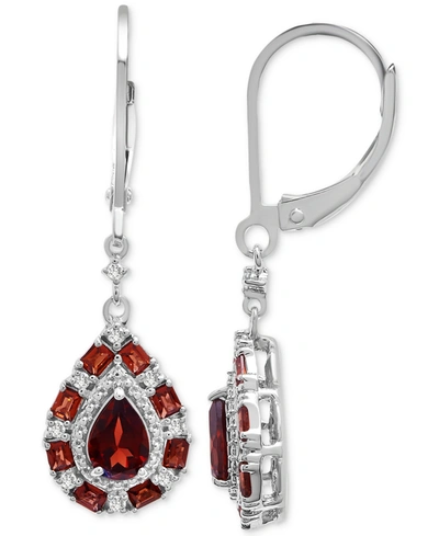 Macy's Garnet Teardrop Drop Earrings (1-1/2 Ct. T.w.) In Sterling Silver (also In Blue Topaz, Pink Morganit