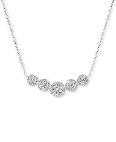 Macy's Diamond Halo Graduated Statement Necklace (1/2 Ct. T.w.) In 14k White Gold, 16" + 2" Extender