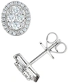 Macy's Diamond Oval Halo Cluster Stud Earrings (5/8 Ct. T.w.) In 14k White Gold In White Gold