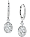 Macy's Diamond Halo Cluster Oval Drop Earrings (1 Ct. T.w.) In 14k White Gold In White Gold