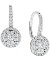 Macy's Diamond Halo Cluster Drop Earrings (3/4 Ct. T.w.) In 14k White Gold In White Gold