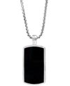 EFFY COLLECTION EFFY MEN'S BLACK AGATE DOG TAG 22" PENDANT NECKLACE IN STERLING SILVER
