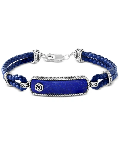 Effy Collection Effy Men's Lapis Lazuli Leather Cord Bracelet In Sterling Silver