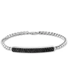 Effy Collection Effy Men's Black Spinel Cluster Box Link Bracelet In Sterling Silver In Sterling Silver