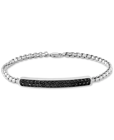 Effy Collection Effy Men's Black Spinel Cluster Box Link Bracelet In Sterling Silver