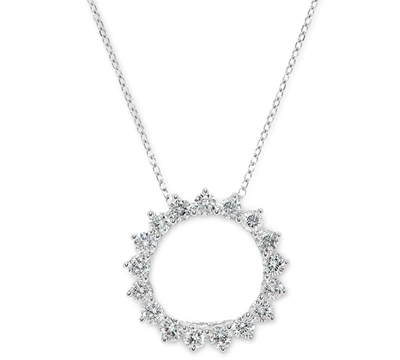 Macy's Diamond Circle Pendant Necklace (3/4 Ct. T.w.) In 14k White Gold, 16" + 2" Extender