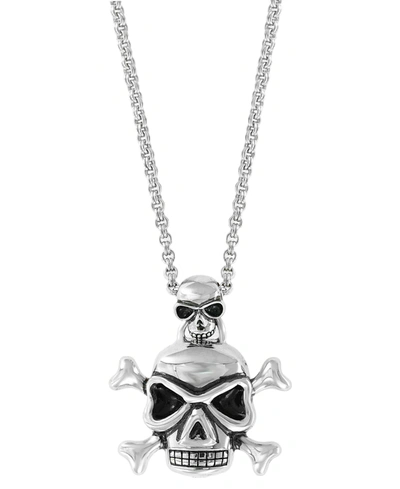 Effy Collection Effy Men's Skull & Crossbones 20" Pendant Necklace In Sterling Silver