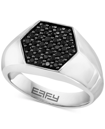 Effy Collection Effy Men's Black Sapphire Hexagon Ring (3/4 Ct. T.w.) In Sterling Silver