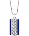 Effy Collection Effy Men's Lapis Lazuli Woven-look 22" Pendant Necklace In Sterling Silver In Sterling Silver