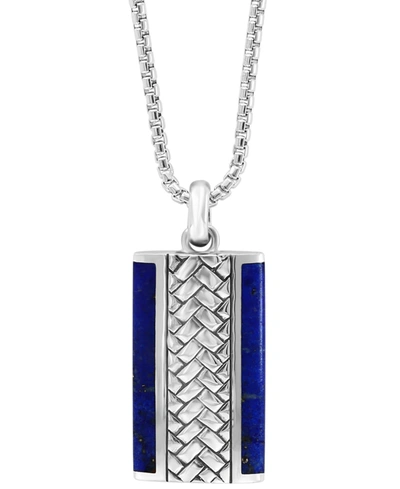 Effy Collection Effy Men's Lapis Lazuli Woven-look 22" Pendant Necklace In Sterling Silver