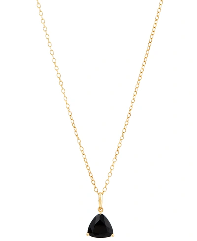 Macy's Onyx Trillion-cut 18" Pendant Necklace In 14k Gold
