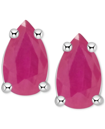 MACY'S TANZANITE PEAR-SHAPE STUD EARRINGS (3/8 CT. T.W.) IN 14K WHITE GOLD (ALSO IN EMERALD, RUBY & SAPPHIR