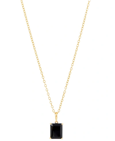 Macy's Onyx Emerald-cut 18" Pendant Necklace In 14k Gold