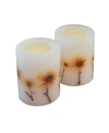 JH SPECIALTIES INC/LUMABASE LUMABASE SET OF 2 DRIED FLOWERS FLICKERING LED CANDLE