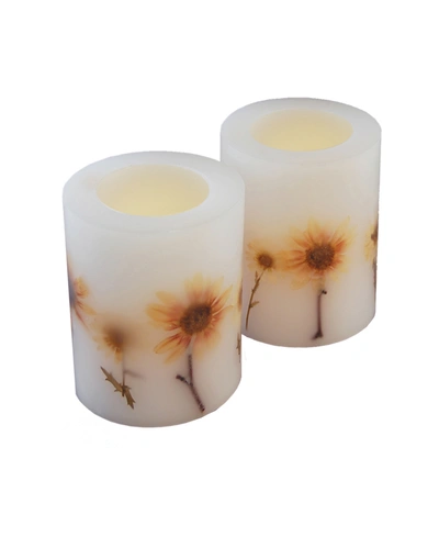 Jh Specialties Inc/lumabase Lumabase Set Of 2 Dried Flowers Flickering Led Candle In Open Misce