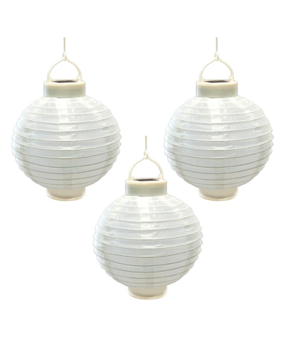 Macy's Lumabase Solar Powered Nylon Lanterns, Set Of 3 In White