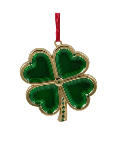 Northlight Luck Of The Irish Clover With Crystals Christmas Ornament In Green
