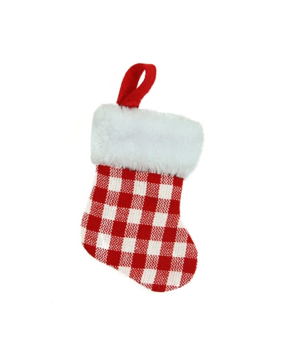 Northlight 7" Red And White Buffalo Plaid Mini Christmas Stocking With Faux Fur Cuff