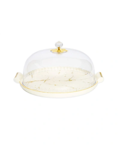 Classic Touch 11" Cake Dome With Design In White