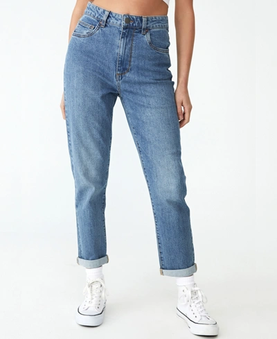 Cotton On Women's Stretch Mom Jeans In Bruny Blue