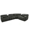 Mwhome Sebaston 6-pc. Fabric Sectional With 2 Power Motion Recliners And 2 Usb Consoles, Created For Macy's In Highlander Midnight