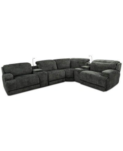 MWHOME SEBASTON 6-PC. FABRIC SECTIONAL WITH 3 POWER MOTION RECLINERS AND 2 USB CONSOLES, CREATED FOR MACY'S