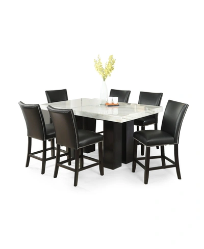 Furniture Camila 70" Rectangle Counter Height Table And Black Counter Chair 7-piece Set