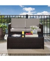 Crosley Palm Harbor 2 Piece Outdoor Wicker Seating Set With Cushions- Loveseat And Glass Top Table In Grey